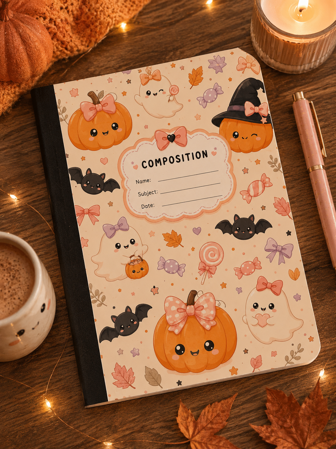 Spooky Cute Halloween Holographic Composition Notebook
