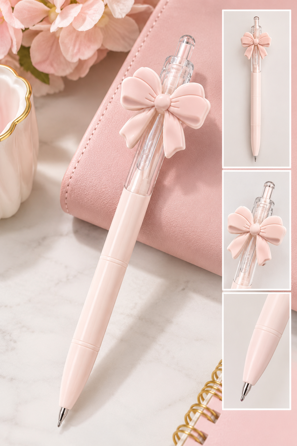 Pastel Pink Bow Pens | Set of 3